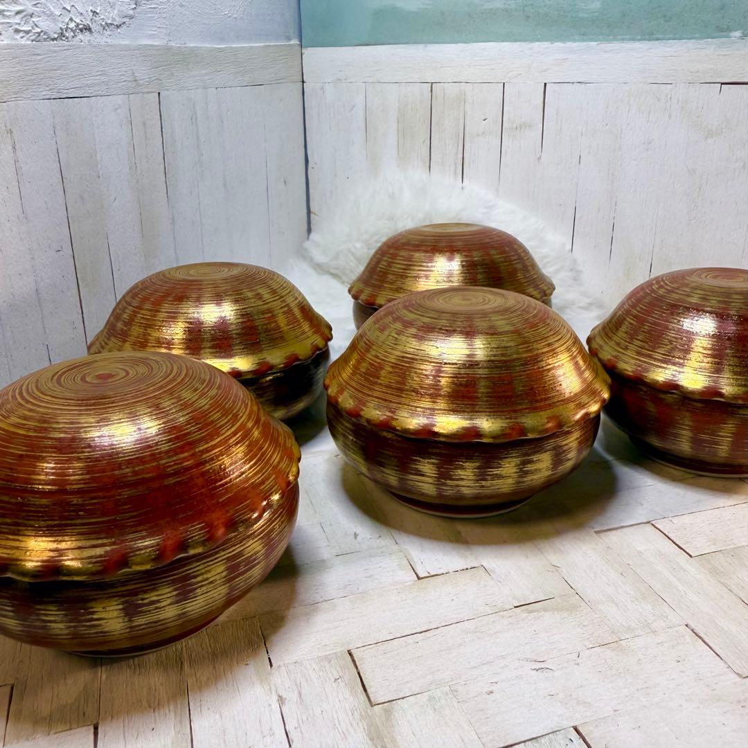 激レアヴィンテージ♡有田焼♡天狗谷窯♡朱巻金彩刷毛目の美しすぎる珍味入れ♡