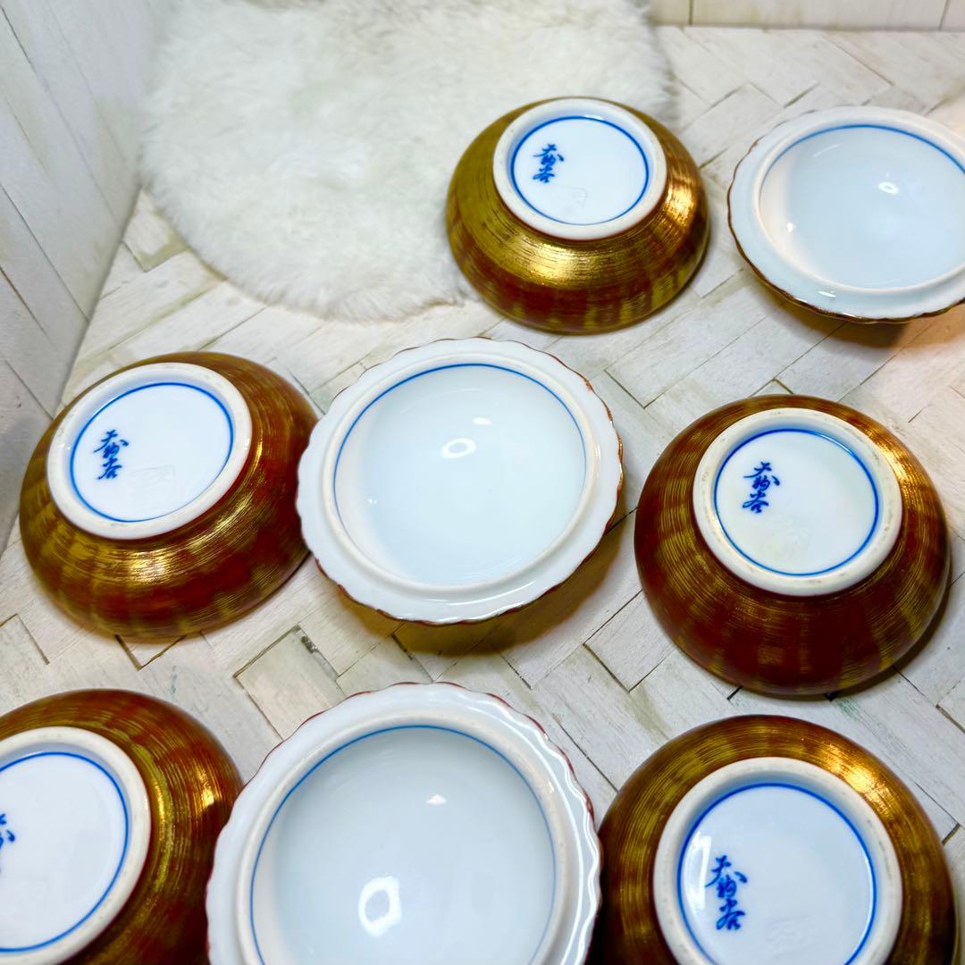 激レアヴィンテージ♡有田焼♡天狗谷窯♡朱巻金彩刷毛目の美しすぎる珍味入れ♡