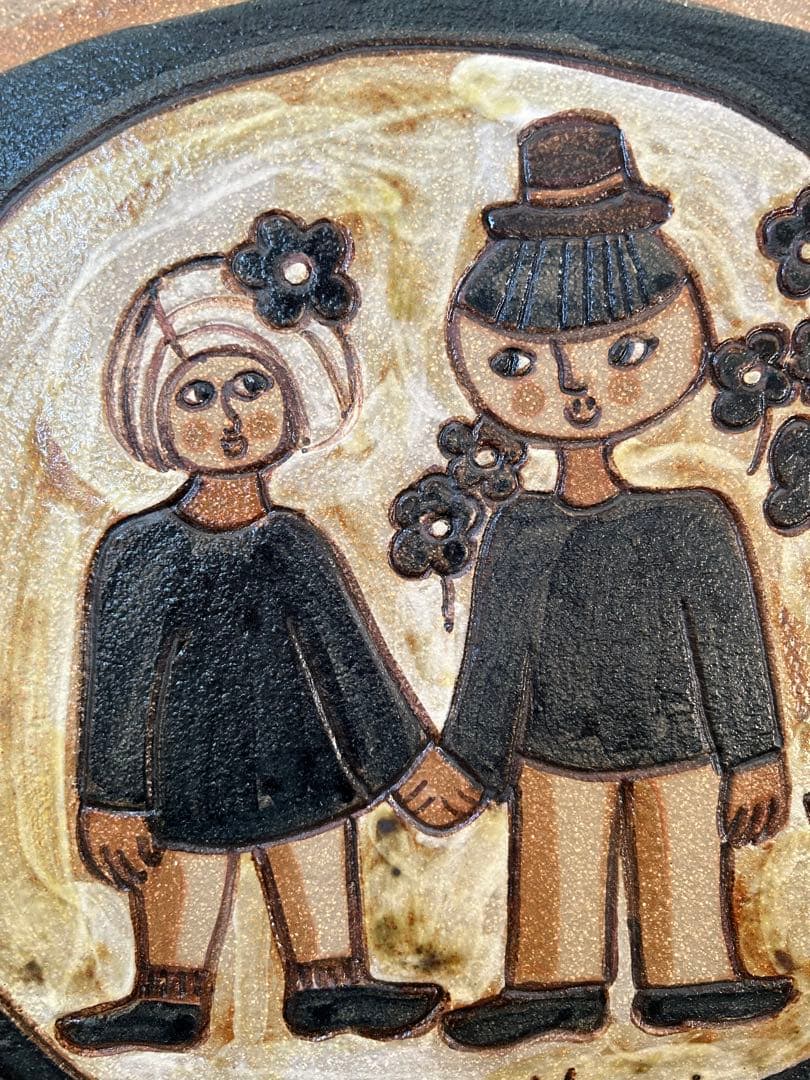 スーホルム　ノオミ・バックハウゼン カップルの陶板 34cm 1970年代