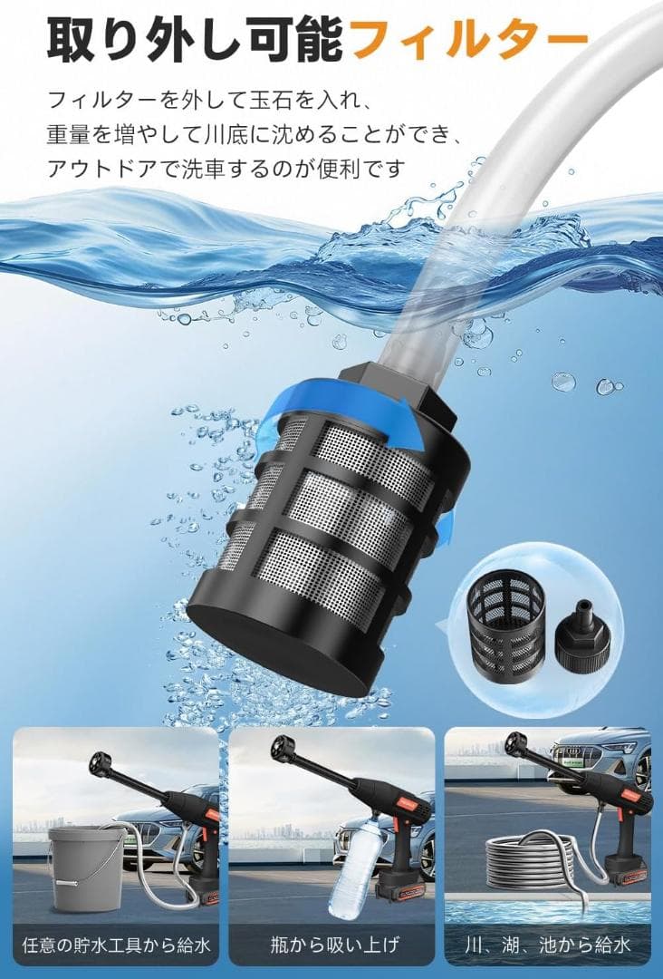 【R1606-14-80】コードレス高圧洗浄機 8MPa 18モード 軽量