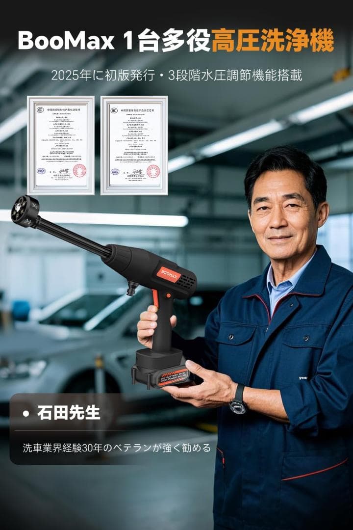 【R1606-14-80】コードレス高圧洗浄機 8MPa 18モード 軽量