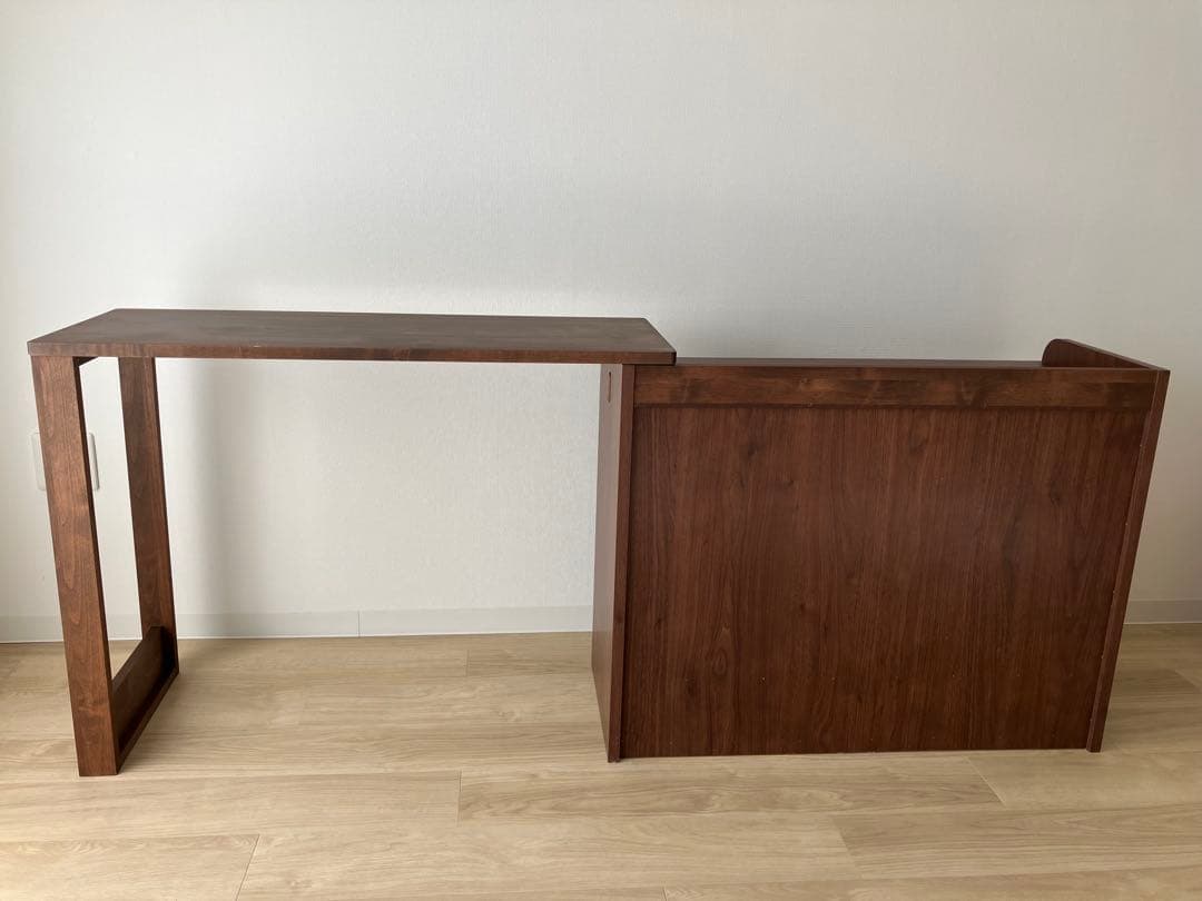 ダークブラウン オープンシェルフ付き学習机