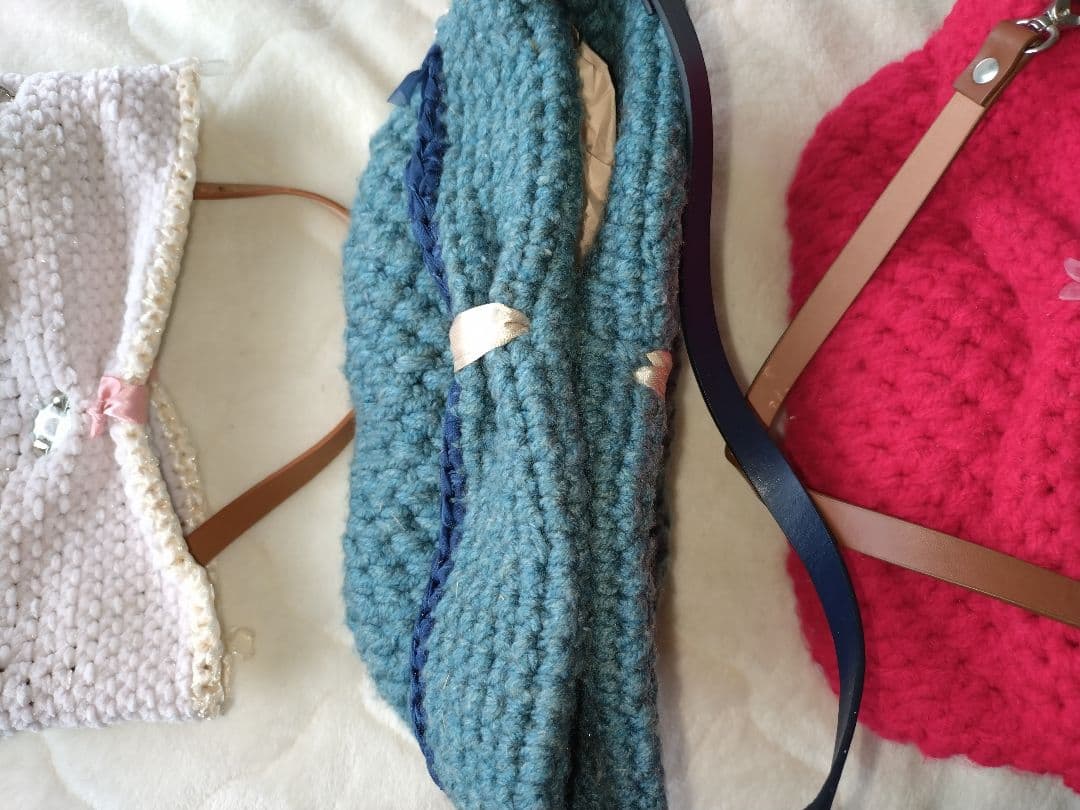 カラフルニットハンドバッグ4点セット