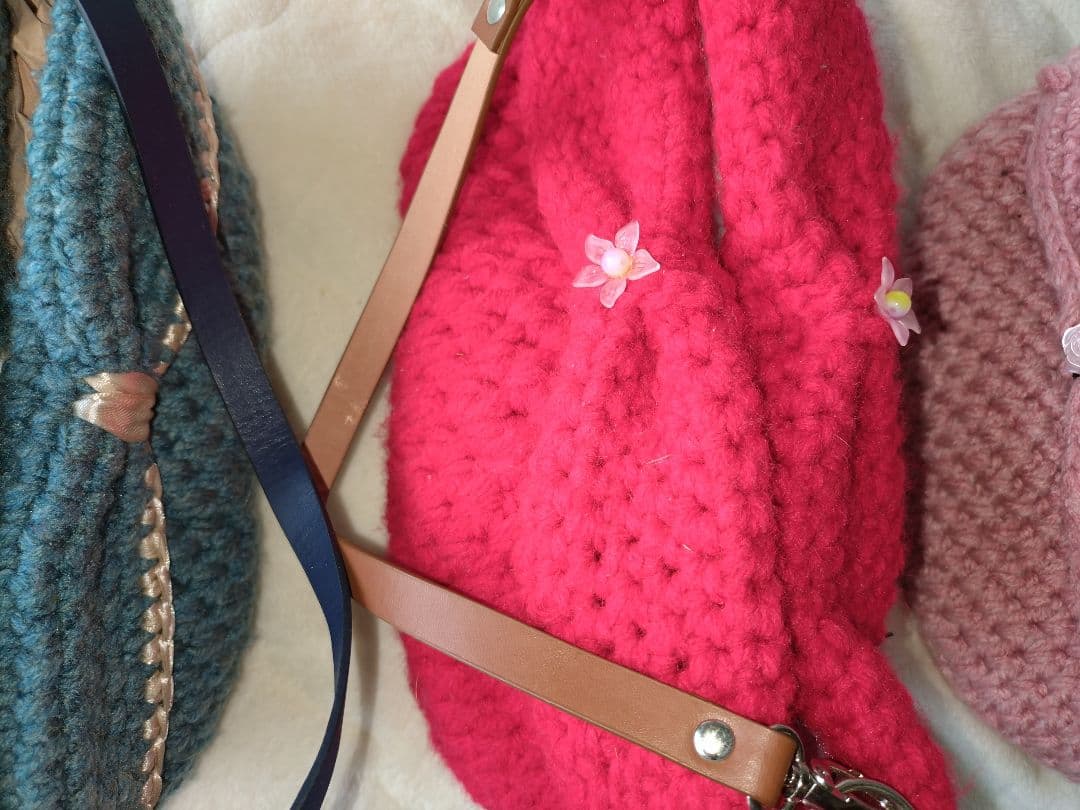 カラフルニットハンドバッグ4点セット