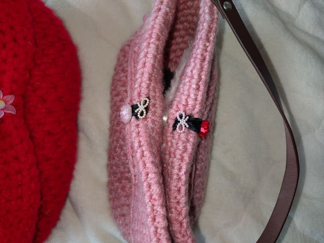 カラフルニットハンドバッグ4点セット