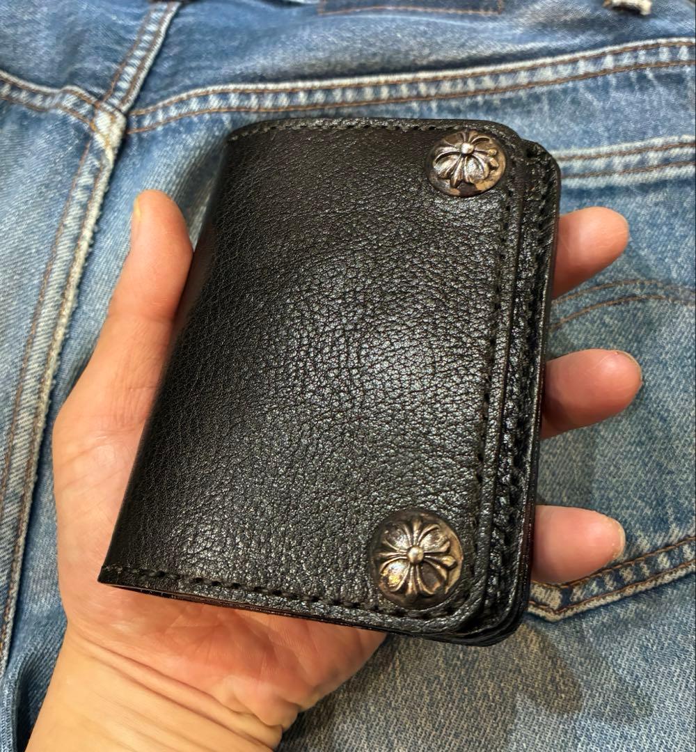 トラッカーウォレット　ショート　シュリンク　合金シルバー　クロスボール　※即納品