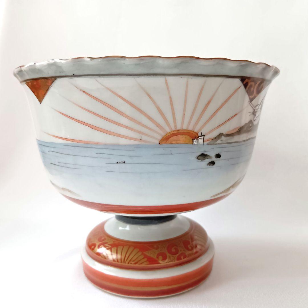 美品 九谷焼 盃洗 酒器 赤絵金彩 赤九谷 陶磁器 明治時代 コレクション骨董品