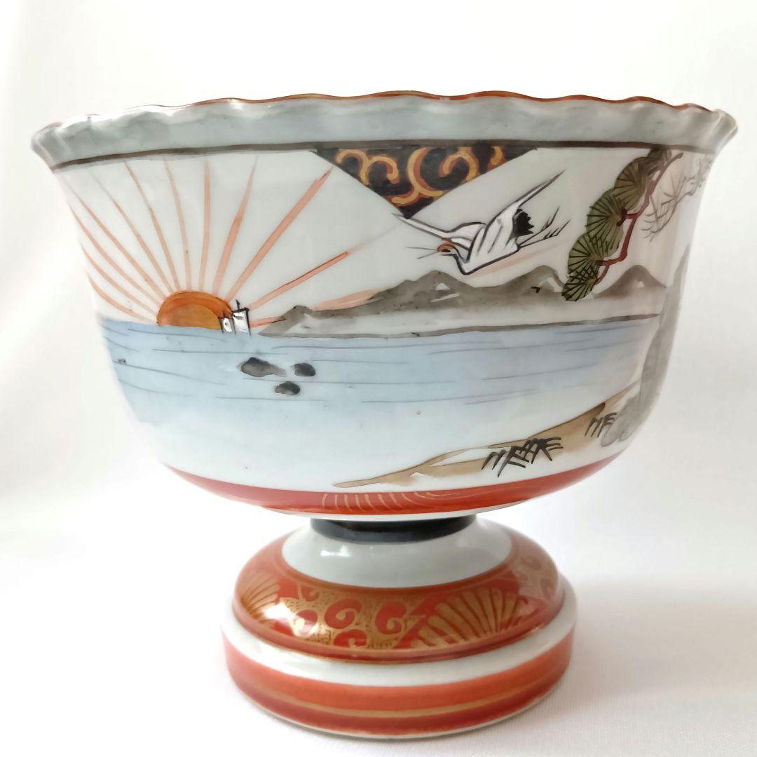 美品 九谷焼 盃洗 酒器 赤絵金彩 赤九谷 陶磁器 明治時代 コレクション骨董品