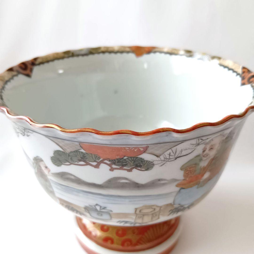美品 九谷焼 盃洗 酒器 赤絵金彩 赤九谷 陶磁器 明治時代 コレクション骨董品