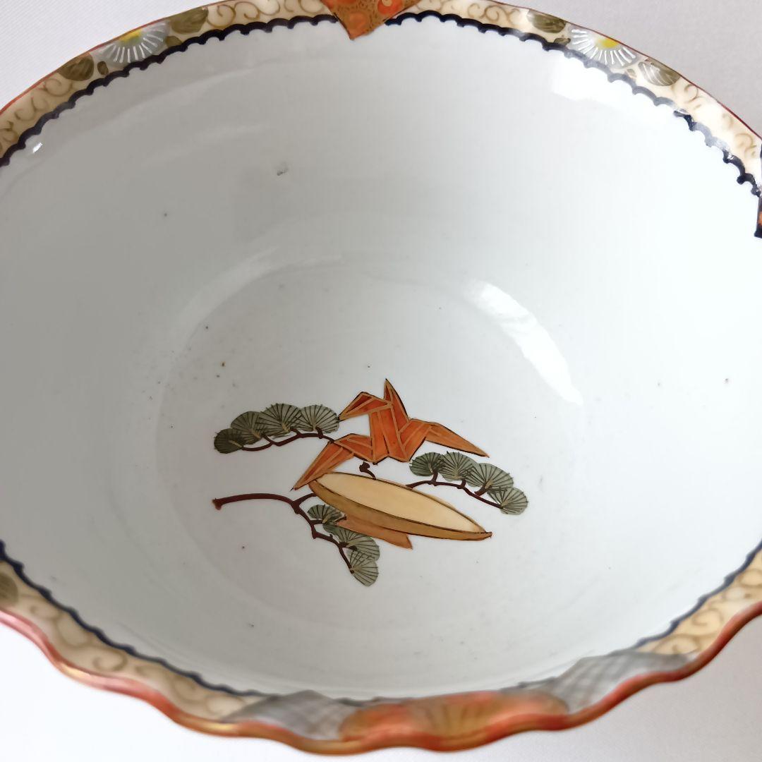 美品 九谷焼 盃洗 酒器 赤絵金彩 赤九谷 陶磁器 明治時代 コレクション骨董品