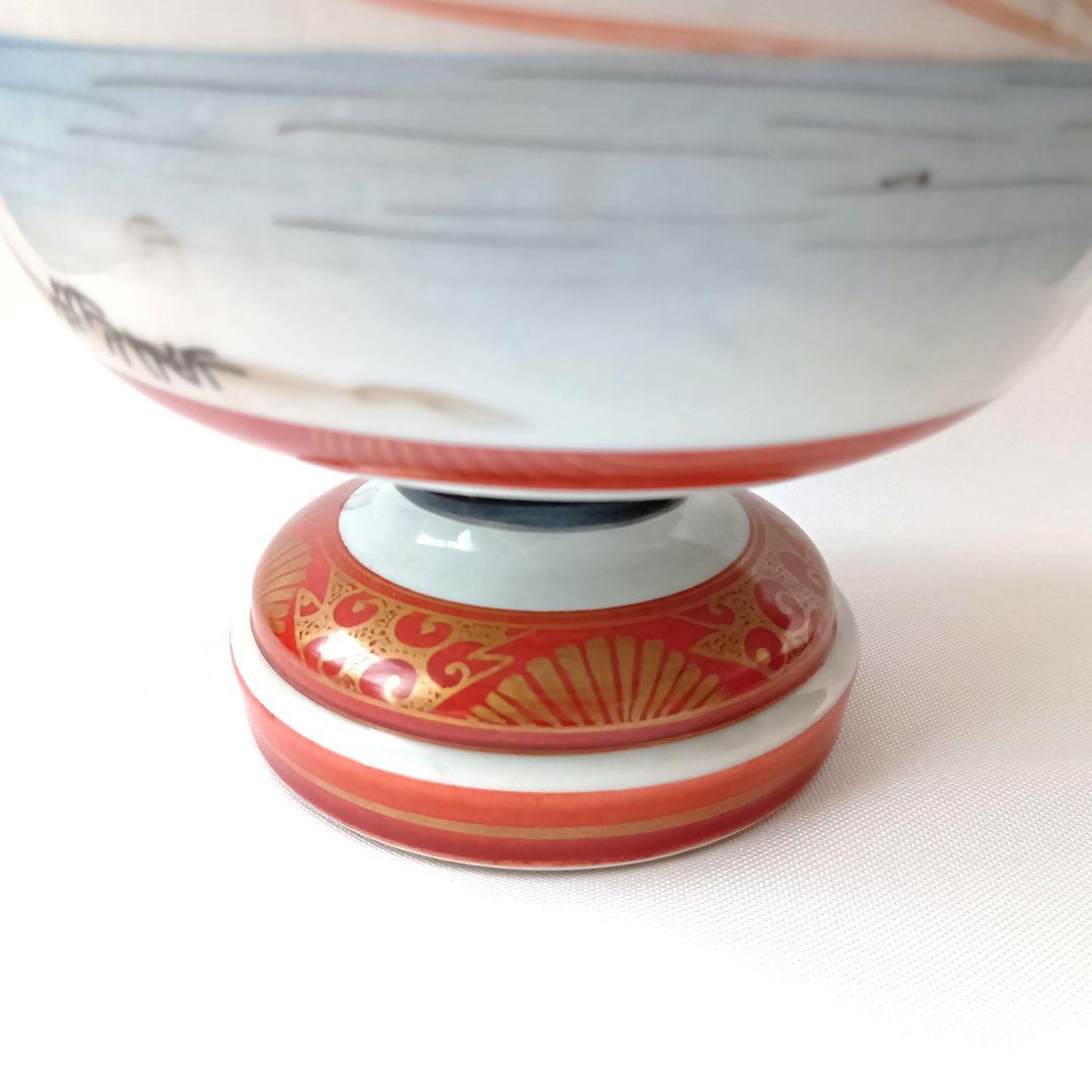 美品 九谷焼 盃洗 酒器 赤絵金彩 赤九谷 陶磁器 明治時代 コレクション骨董品