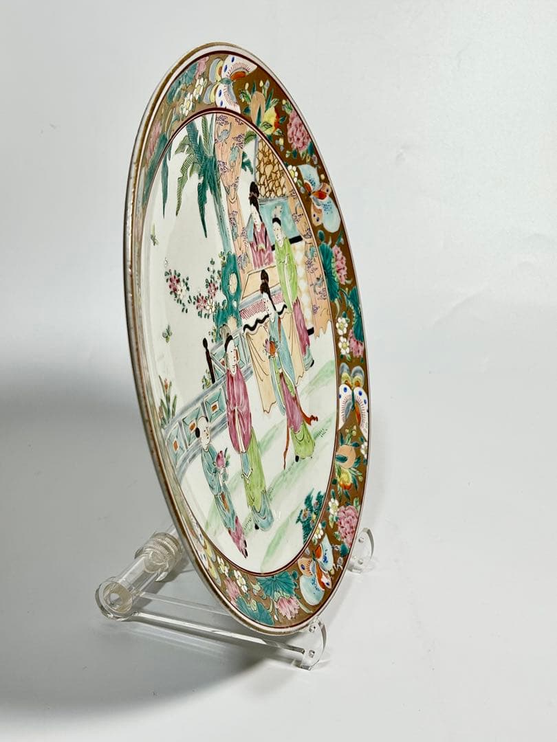 明治の名工 初代晩香 庄村健吉 色絵尺皿 有田焼 伊万里