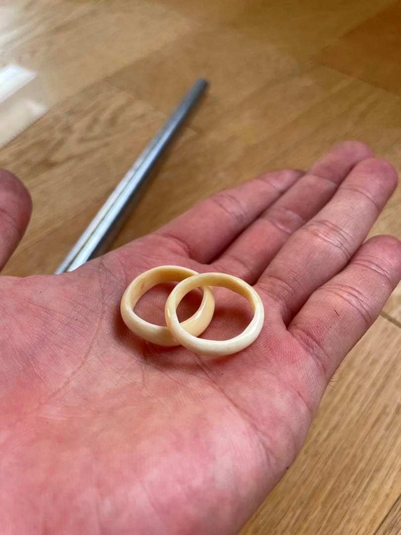 鯨歯リング　18〜18.2号 マッコウ　抹香鯨　印材　根付け　ボーンカービング