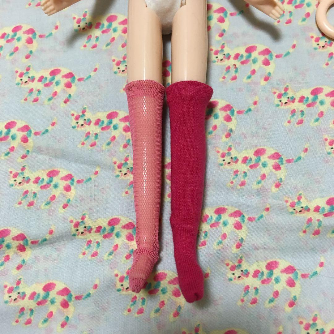 606 フューシャ+ピンク　オーバーニーソックス　リカちゃん　ブライス