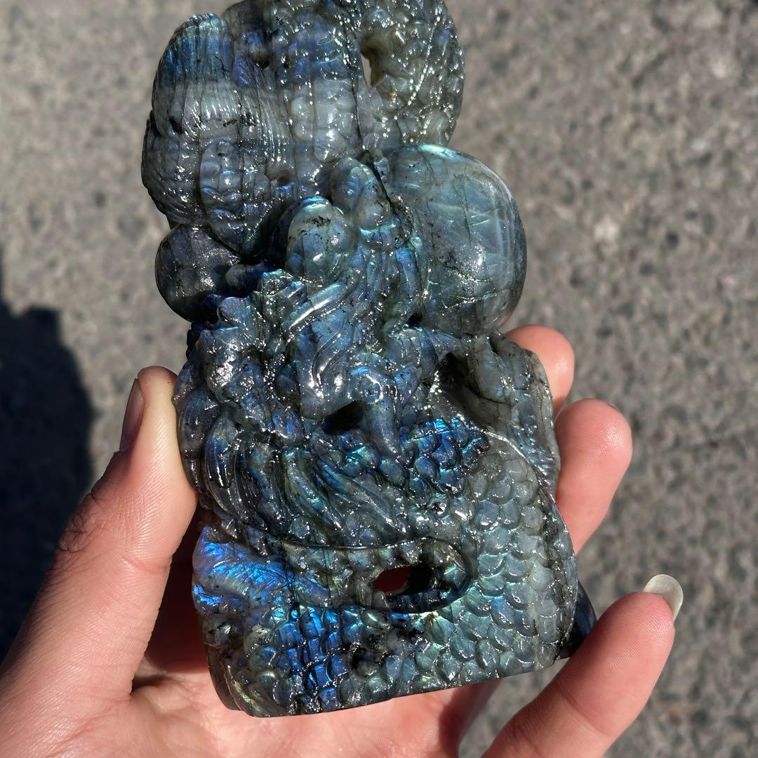 天然石ラブラドライトの龍　置物　ご購入前に在庫確認G.1201