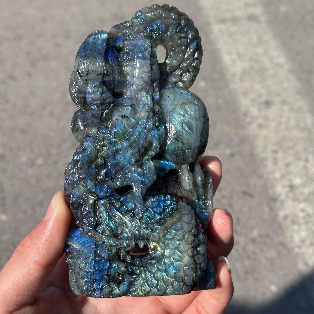 天然石ラブラドライトの龍　置物　ご購入前に在庫確認G.1201