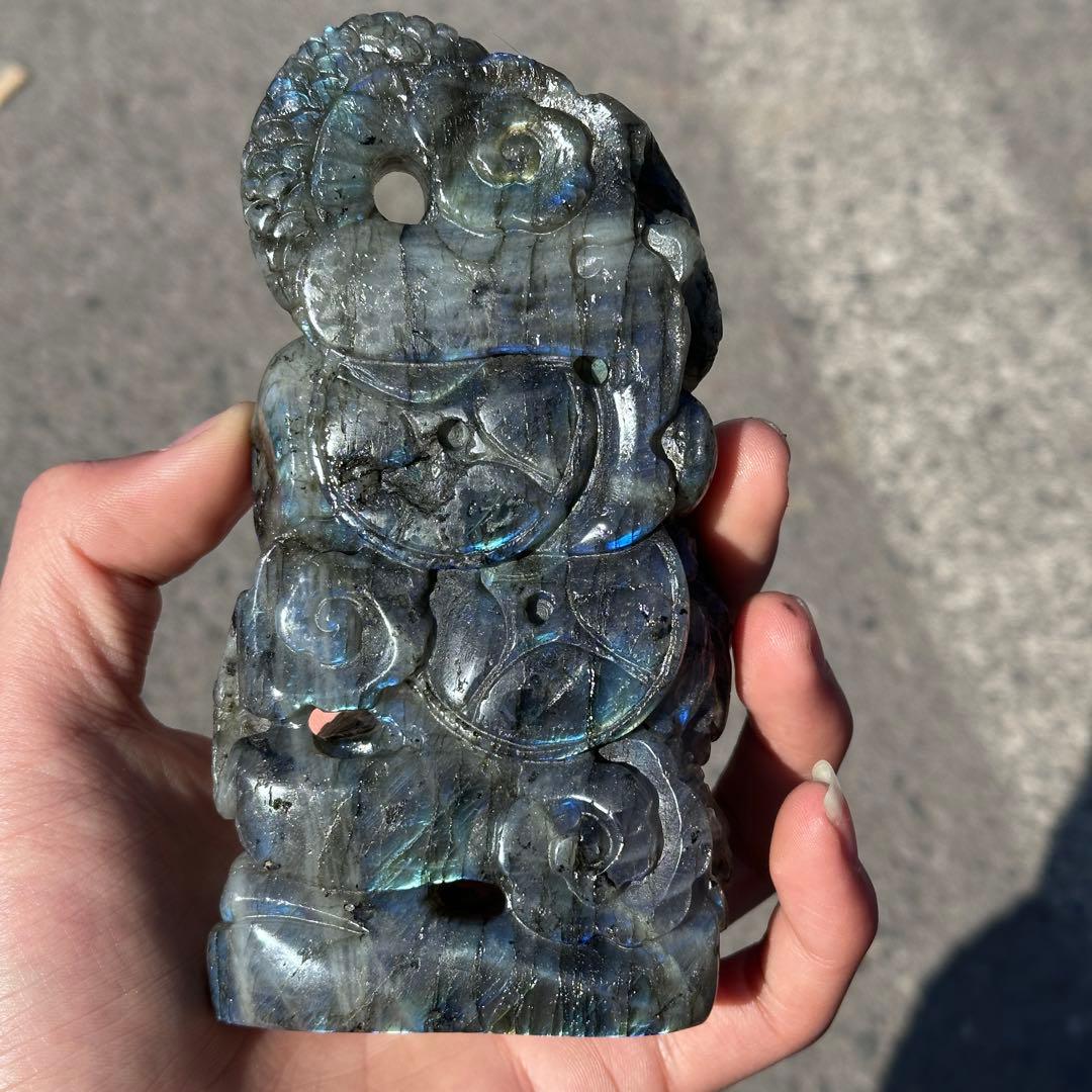 天然石ラブラドライトの龍　置物　ご購入前に在庫確認G.1201