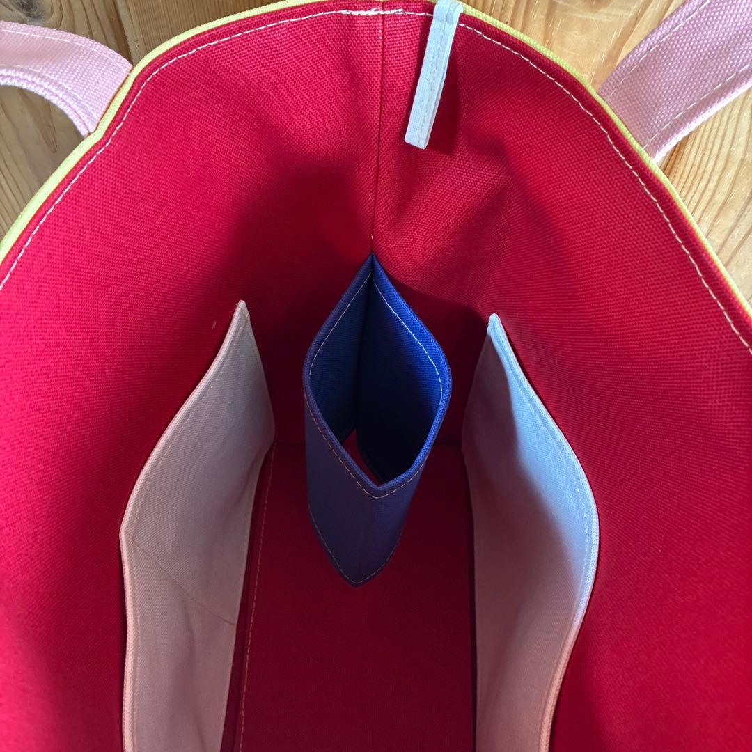 帆布トートバッグ縦長Lサイズ バニラ×サーモン