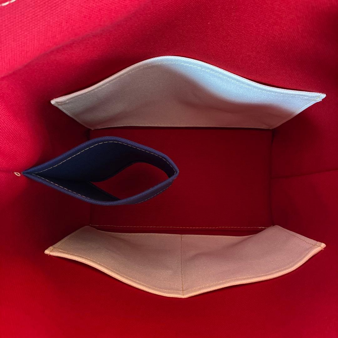 帆布トートバッグ縦長Lサイズ バニラ×サーモン