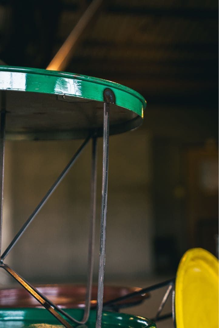 ドラム缶　リメイク　ラウンドローテーブル　グリーン