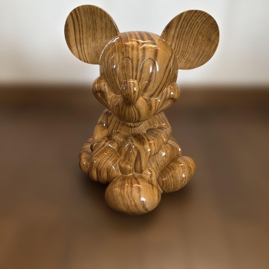 木目調ミッキーマウス 貯金箱　35㌢