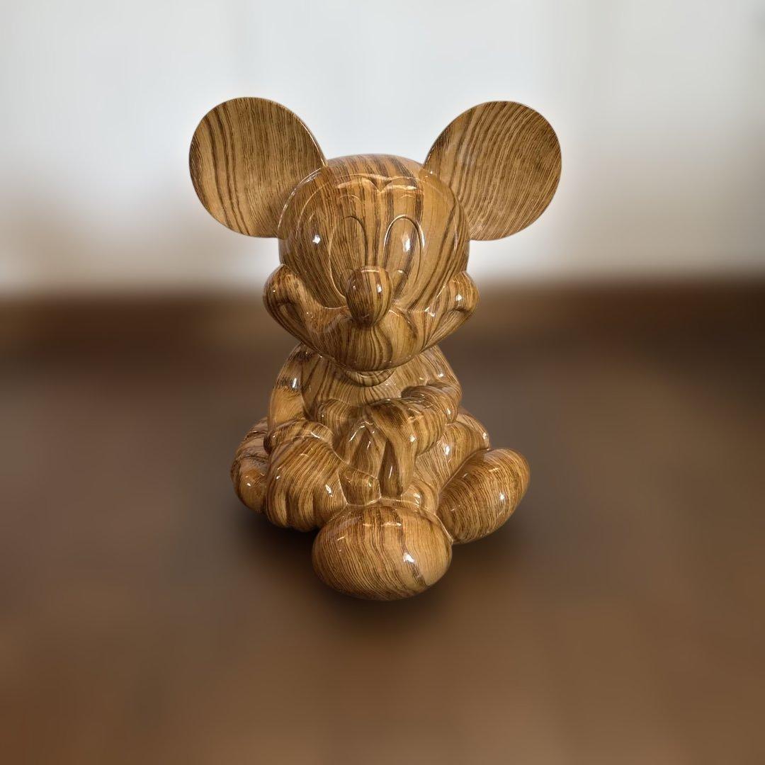 木目調ミッキーマウス 貯金箱　35㌢