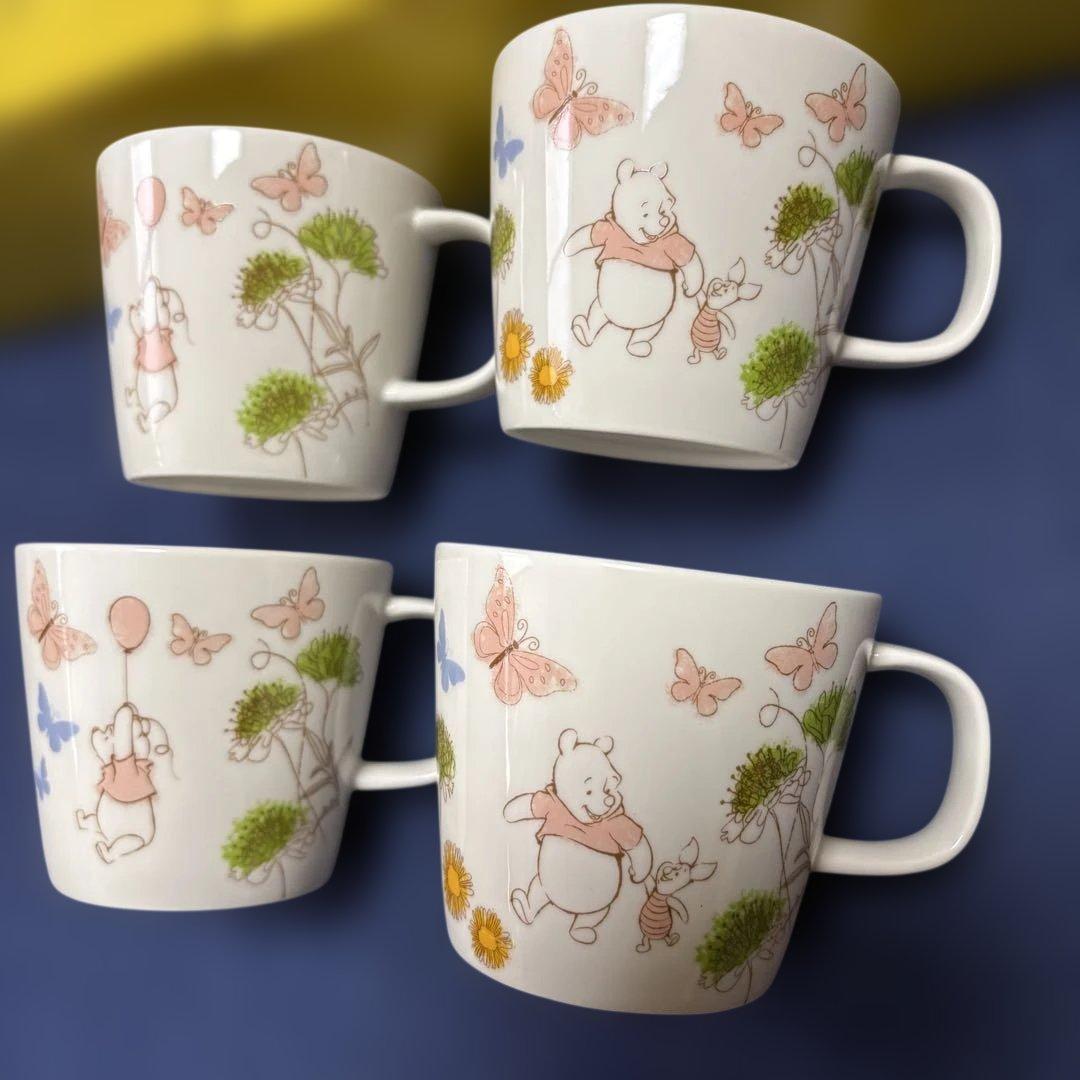 【新品未使用】プーさん　マグカップ4個セット&パスタカレー皿 6枚セット