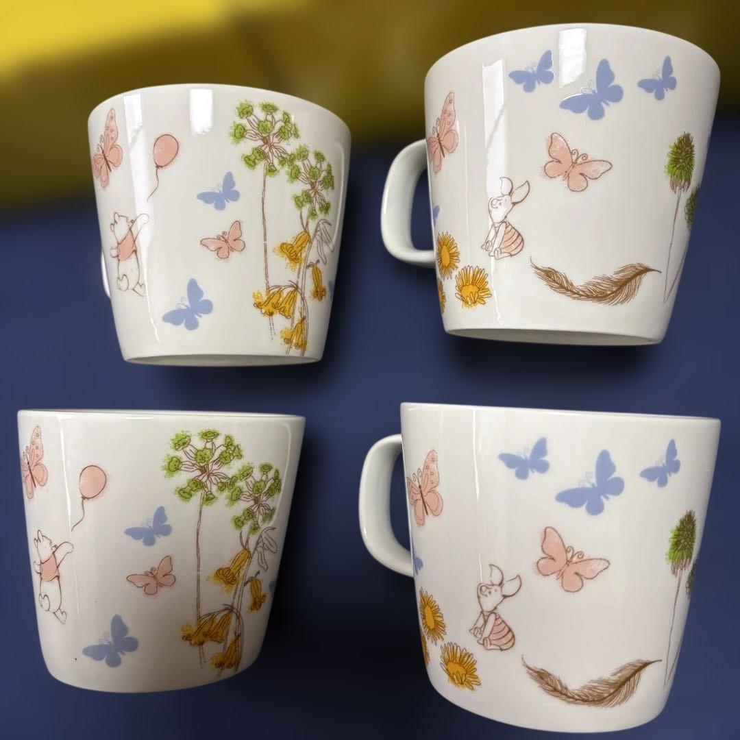 【新品未使用】プーさん　マグカップ4個セット&パスタカレー皿 6枚セット