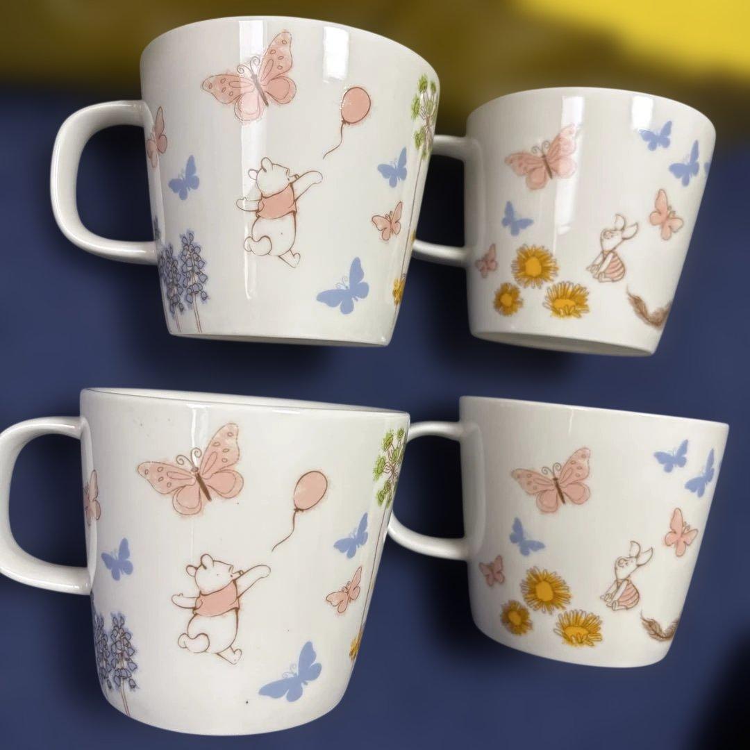 【新品未使用】プーさん　マグカップ4個セット&パスタカレー皿 6枚セット