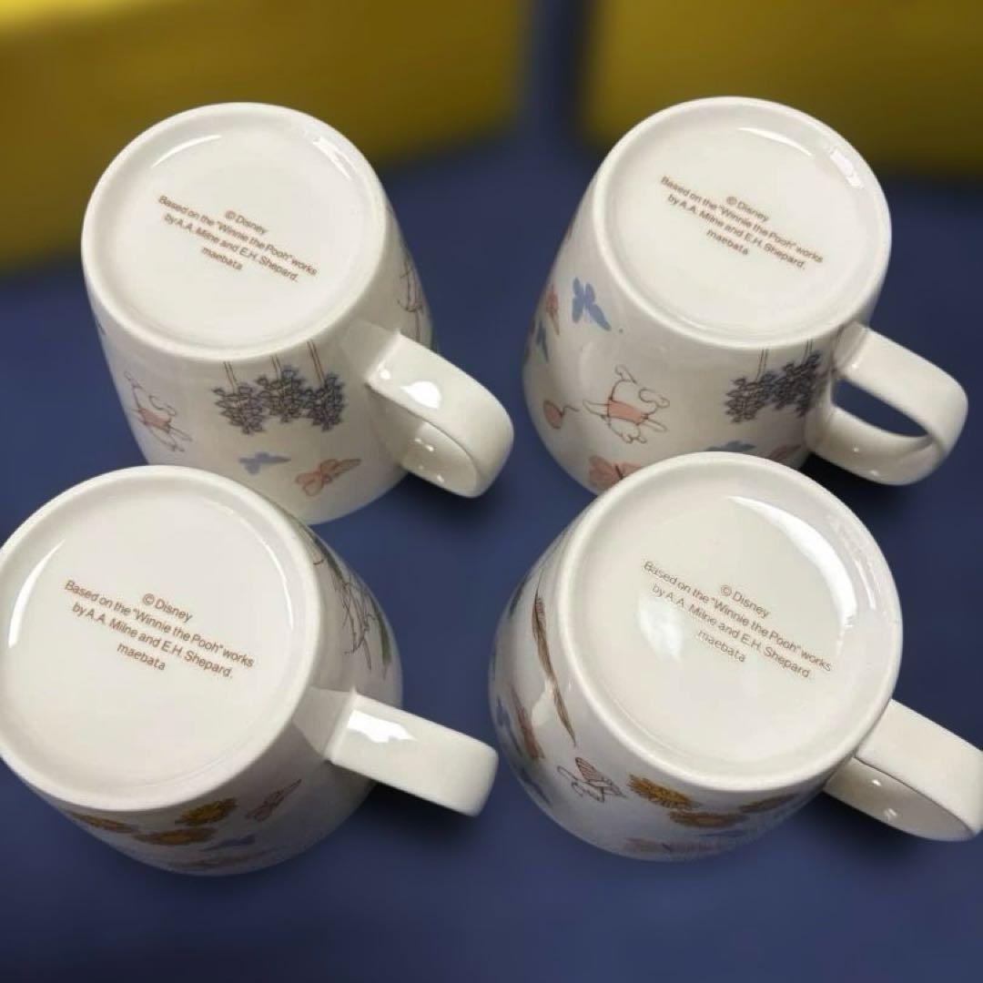 【新品未使用】プーさん　マグカップ4個セット&パスタカレー皿 6枚セット