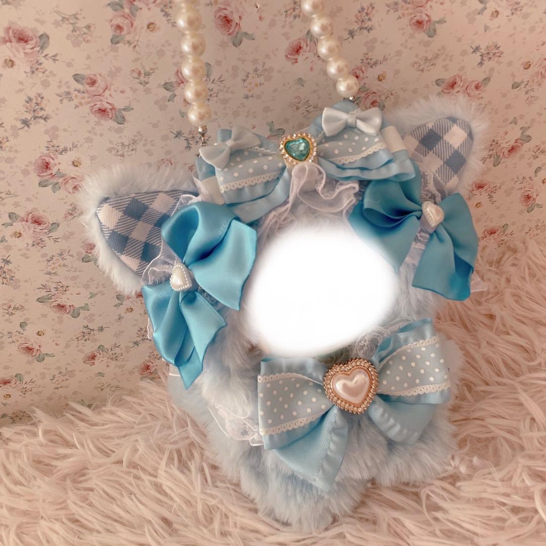 １２cm立ちぬい服♡いつぬいちびぐるみ♡韓国ゆめかわ姫系♡ねこの着ぐるみ♡水色