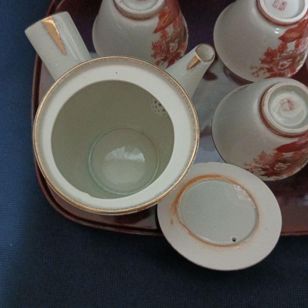 昭和レトロ　九谷焼　九谷昌華作　番酒器揃え　牡丹と朱雀柄