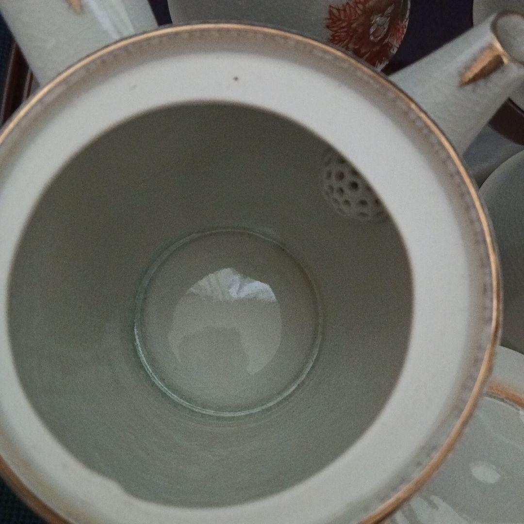 昭和レトロ　九谷焼　九谷昌華作　番酒器揃え　牡丹と朱雀柄