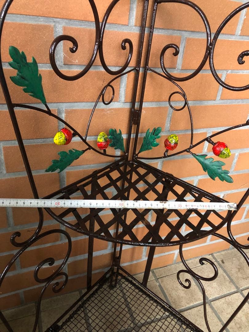 h アイアンラック　三角コーナー　ガーデニング雑貨アンティーク　フラワースタンド