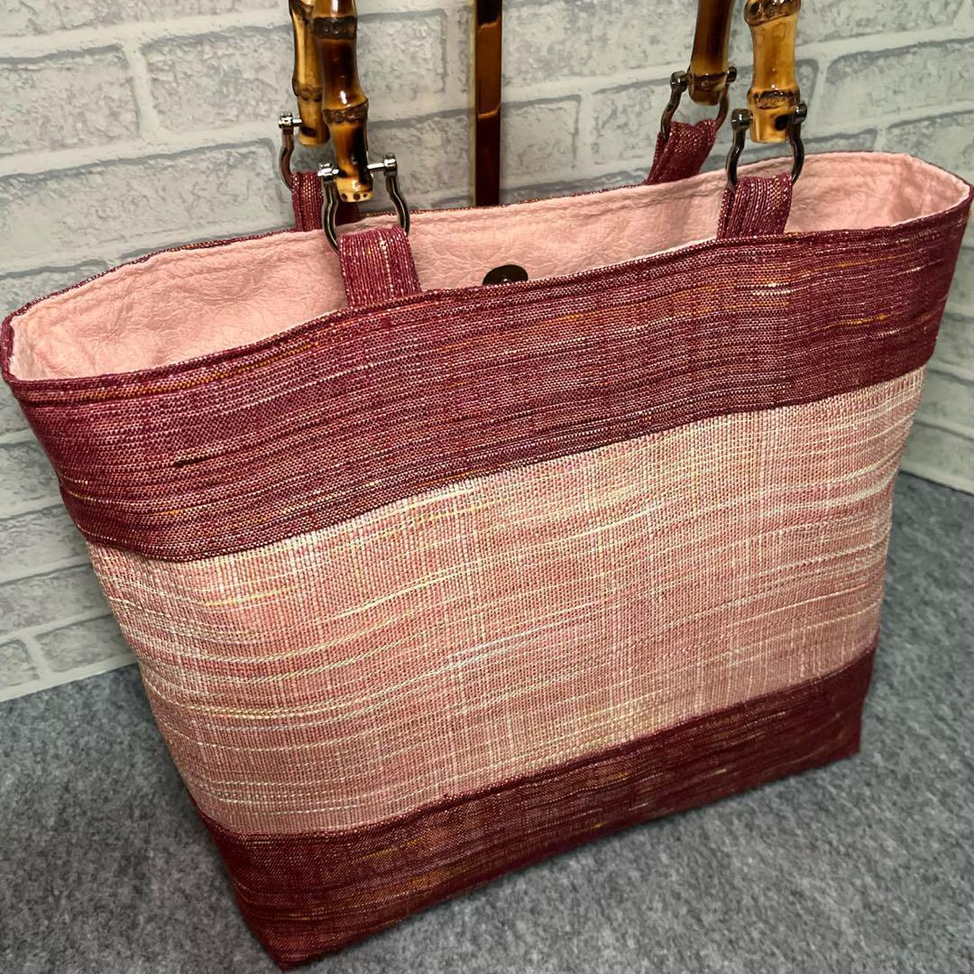 大きめ帯リメイクbag⑪絹♡一点物♡鞄♡手提げ袋♡現品限り♡オリジナル