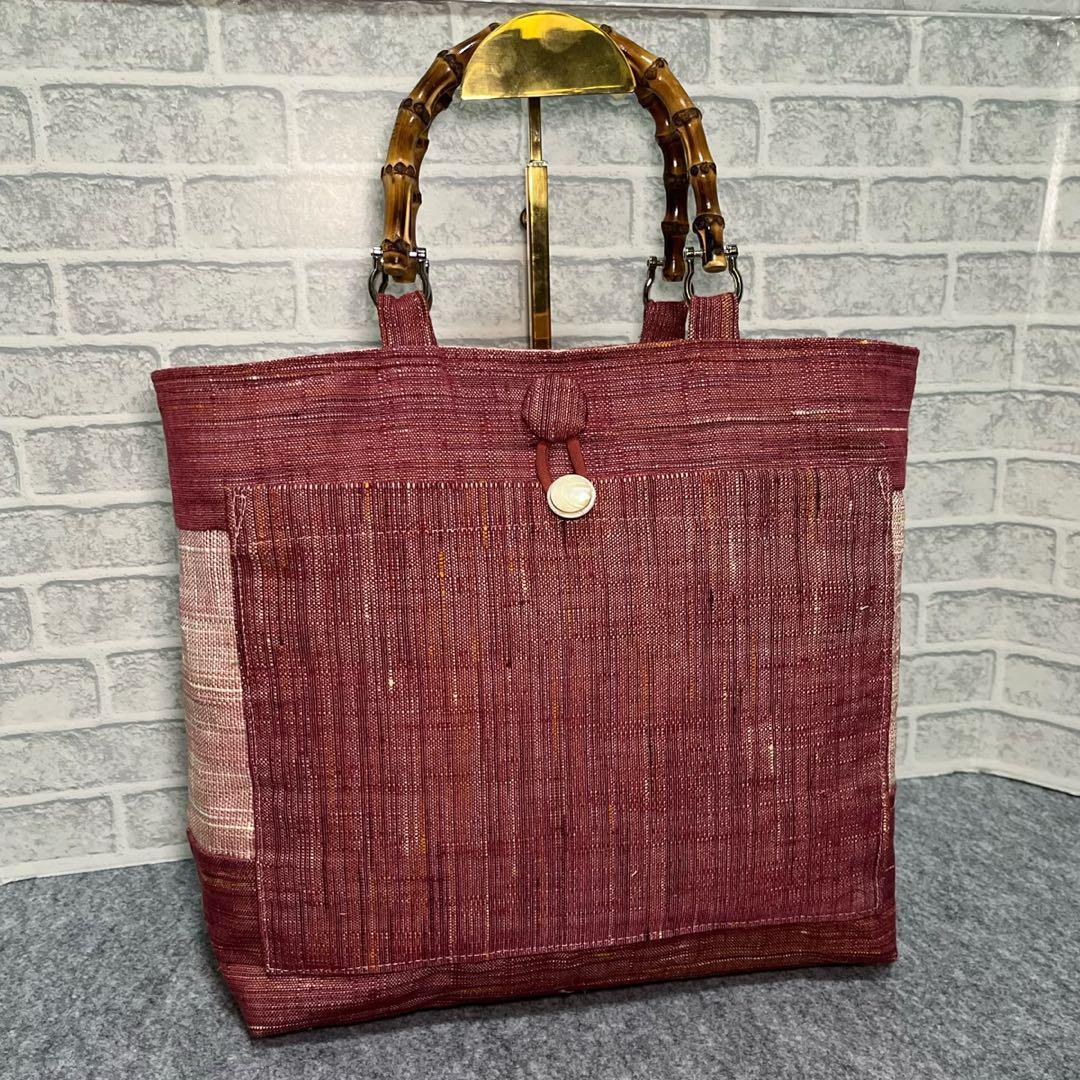 大きめ帯リメイクbag⑪絹♡一点物♡鞄♡手提げ袋♡現品限り♡オリジナル