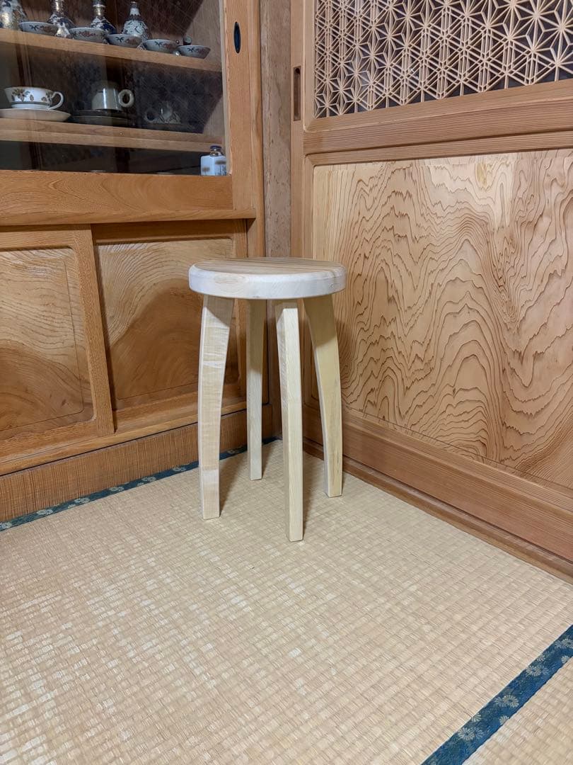 1392建具屋一筋58年のおじいちゃんの手作りスツール、イス☆こぶし