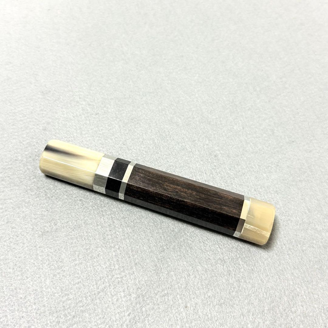 三段銀巻 白水牛角 柳刃210 手作り 包丁の柄 黒檀八角柄 柳刃7寸 高級銘木