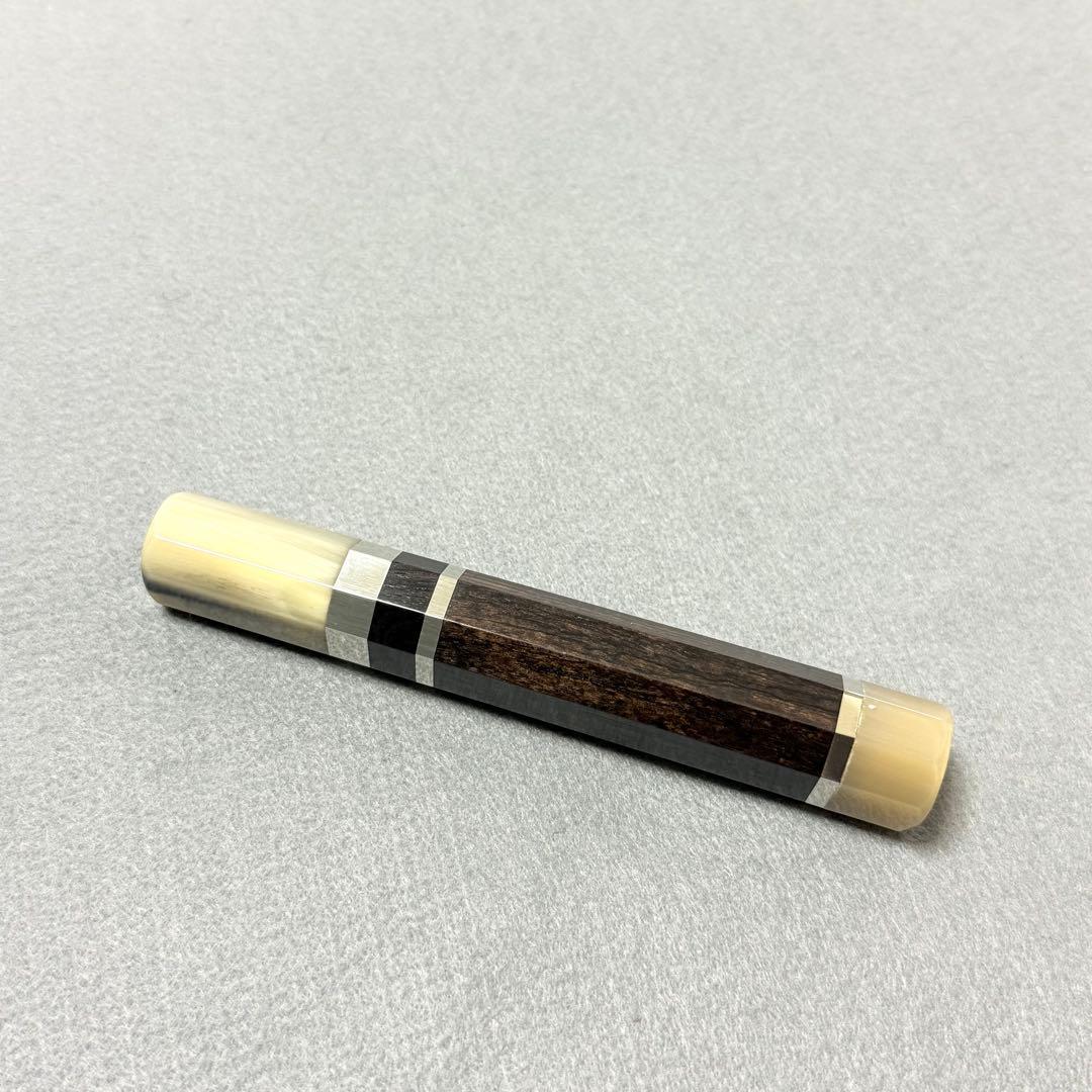 三段銀巻 白水牛角 柳刃210 手作り 包丁の柄 黒檀八角柄 柳刃7寸 高級銘木