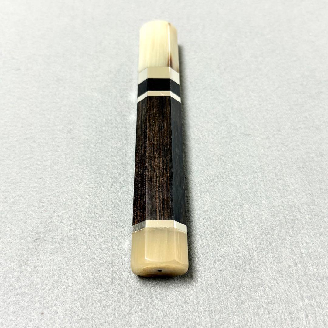 三段銀巻 白水牛角 柳刃210 手作り 包丁の柄 黒檀八角柄 柳刃7寸 高級銘木