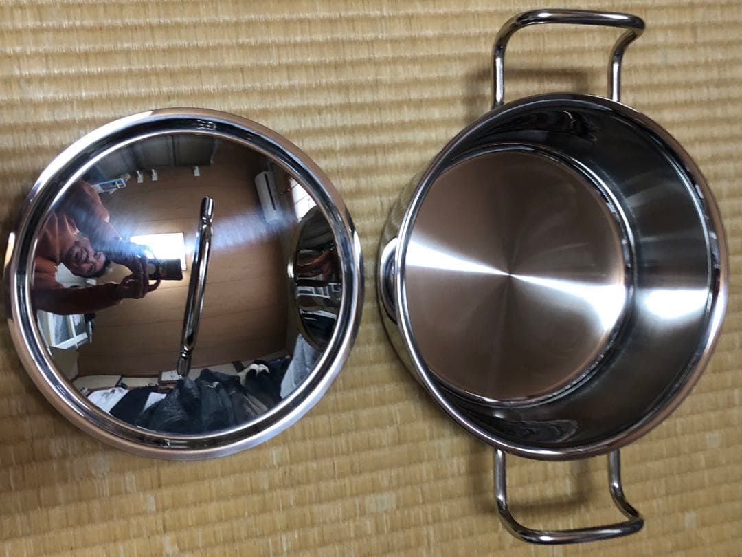 値引きします。ステンレス製両手鍋　ジオプロダクト　服部ユキオ