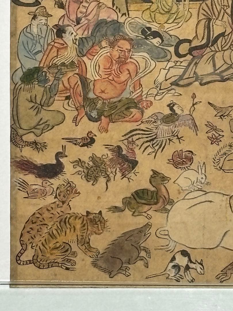 「道益版 釈迦涅槃図」版彩色 1枚|木版画 江戸時代 仏陀 仏画 仏教美術