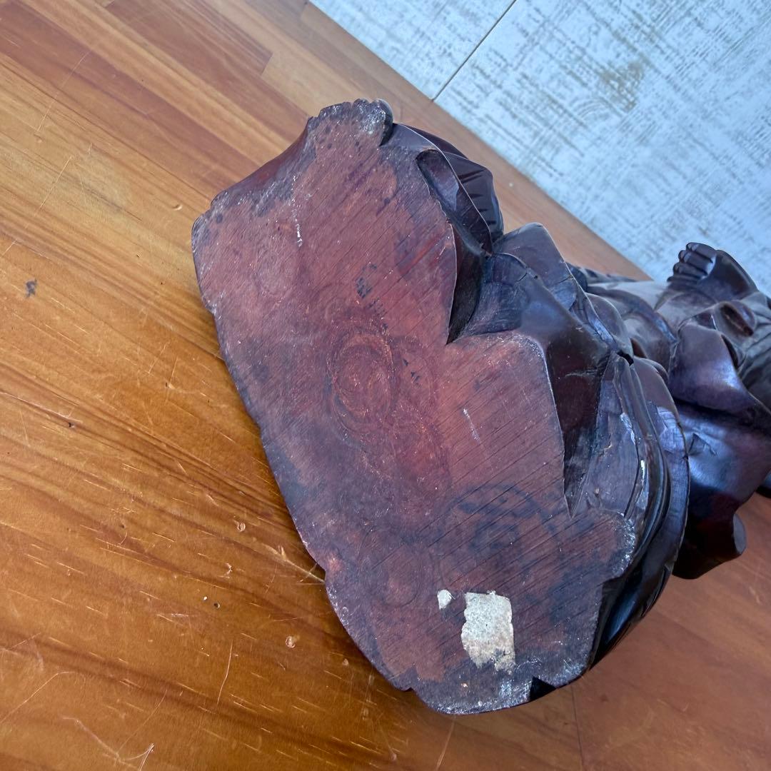 特大 45cm 木彫り 観音菩薩像 仏像 彫刻 骨董 レトロ