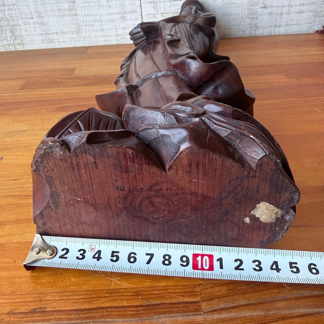 特大 45cm 木彫り 観音菩薩像 仏像 彫刻 骨董 レトロ