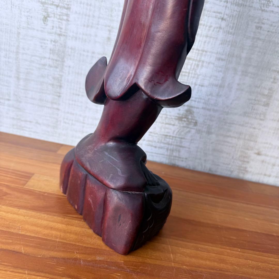特大 45cm 木彫り 観音菩薩像 仏像 彫刻 骨董 レトロ
