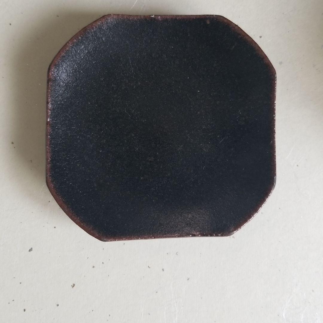 黒唐津角切皿6枚組　岡本作礼窯