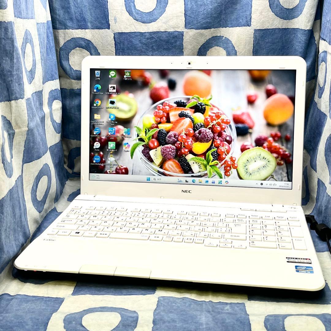 サクサク快適SSD☆i5☆爽やか白ノートパソコン♪ブルーレイ&カメラ！Win11