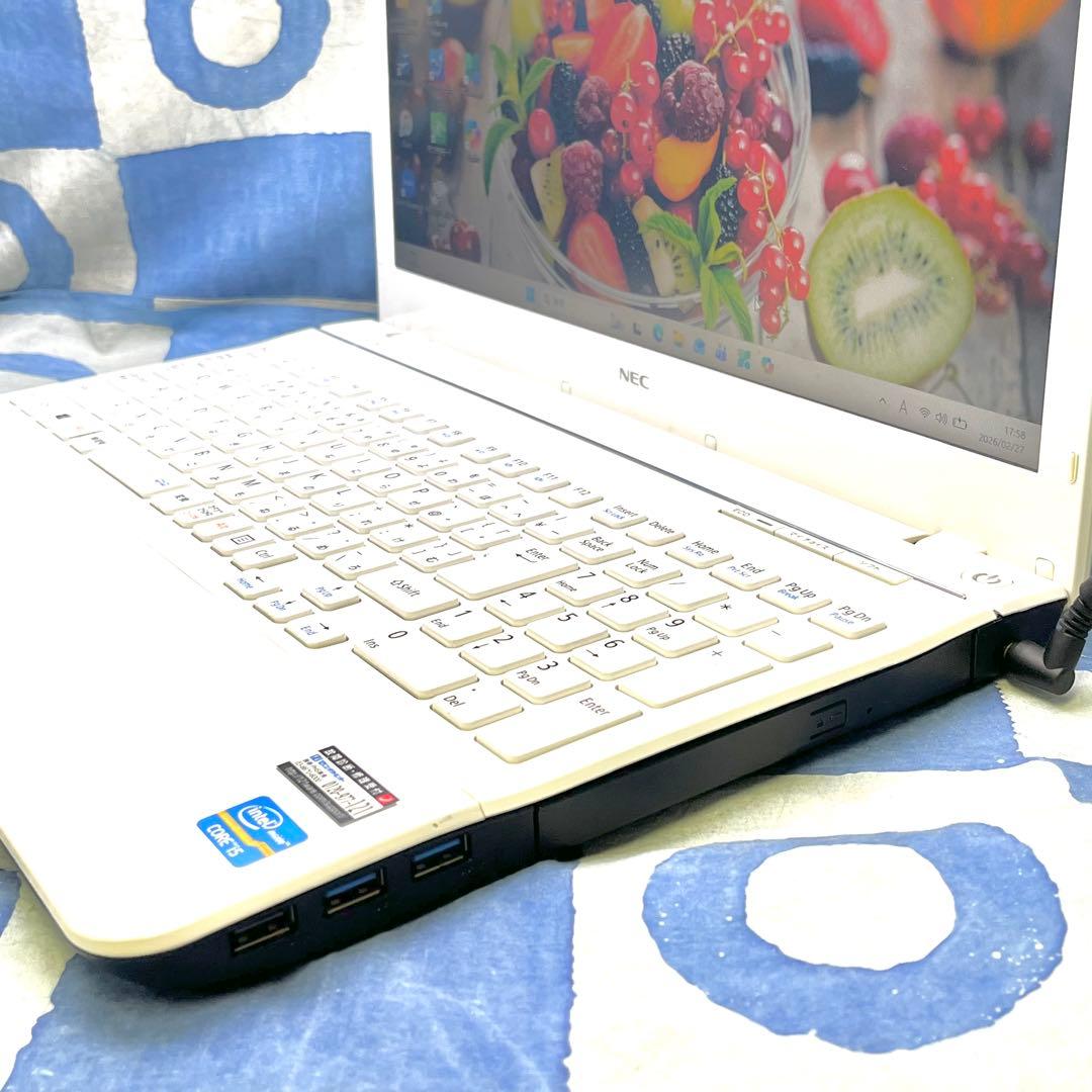 サクサク快適SSD☆i5☆爽やか白ノートパソコン♪ブルーレイ&カメラ！Win11