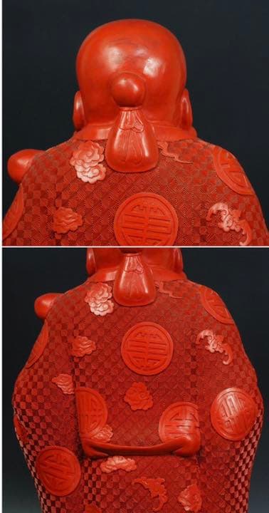 送料無料　清末～民国時代 珍品人物堆朱　寿老人　高45.5ｃｍ　中国古玩骨董