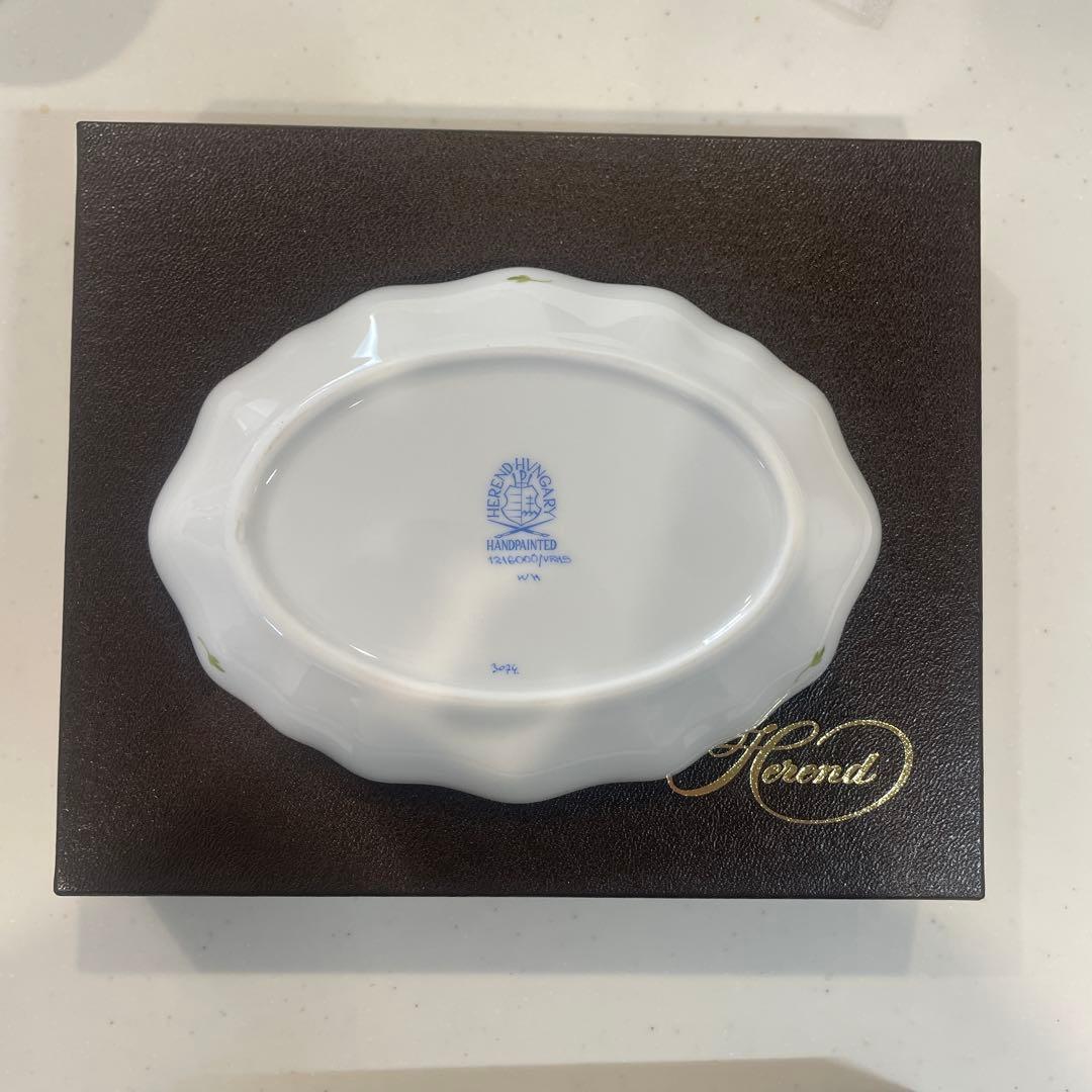 Herend 花柄 磁器皿 楕円形 専用箱付き